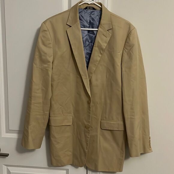 J. Crew 2 button narrow lapel cotton summer tan beige sportcoat Jacket Blazer - Picture 1 of 7